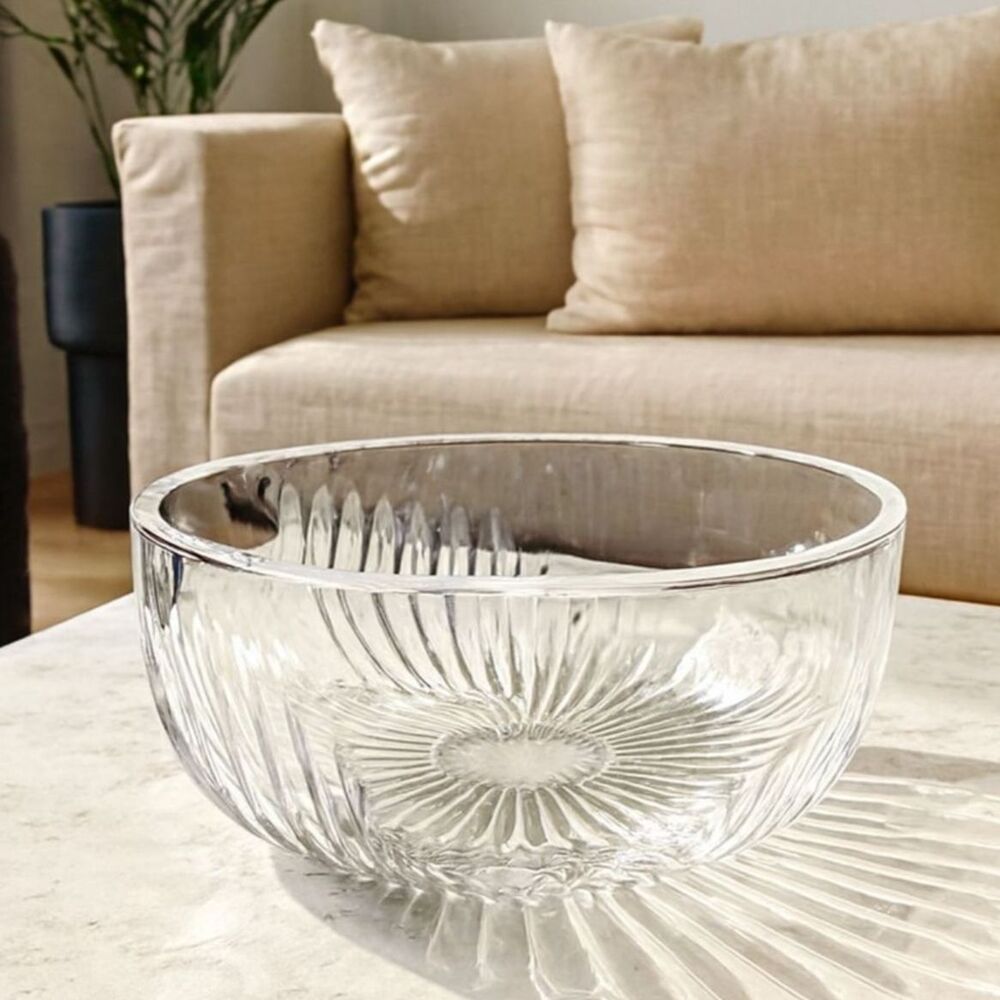 Crystal 8” Fruit Bowl, Graduated Meridian Starburst Design Vintage  MCM Elegant